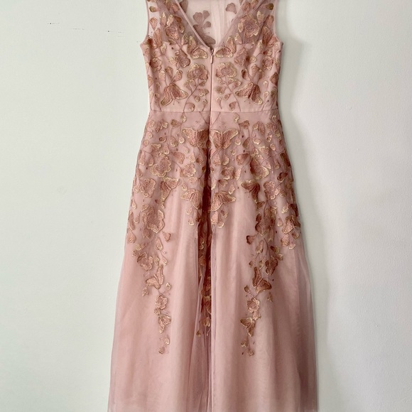 Tea Length Pale Pink crinoline dress, embroidery lace iridescent Butterflies 🦋 - Picture 3 of 8